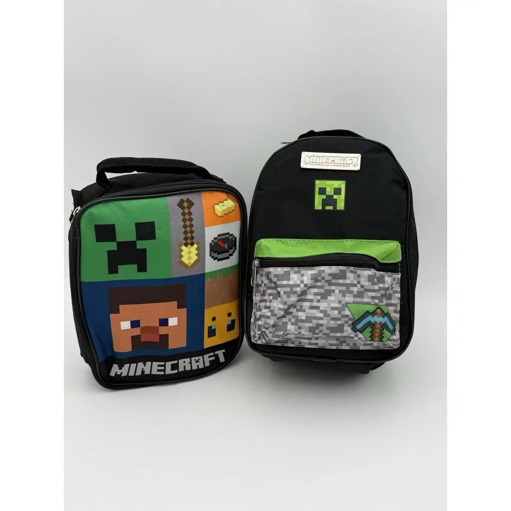 Minecraft Lunch Tote‎ Creeper And Rectangle Lunch Box Lot
